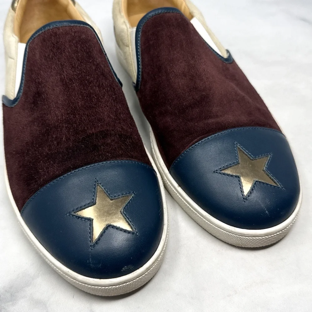 Christian Louboutin Naza Star Suede Leather Cap Toe Slip On Sneaker Shoe Mens 43 - Picture 2 of 15